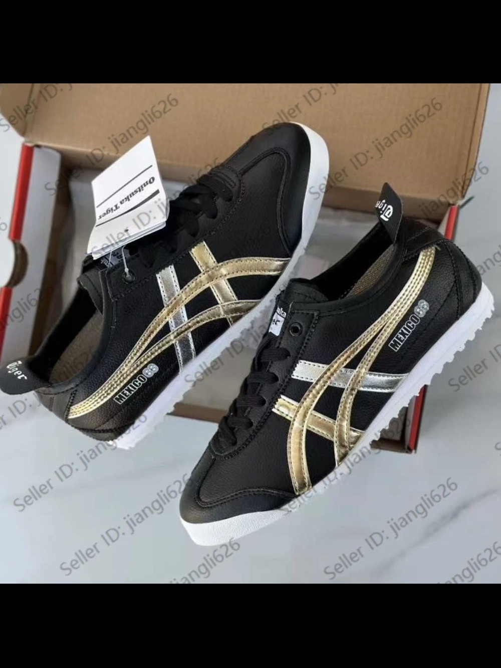 Onitsuka Tiger by Asics Mexico 66 unisex Black and Gold Sneaker VIRAL ON TIKTOK